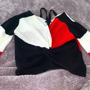 fall striped twist sweater